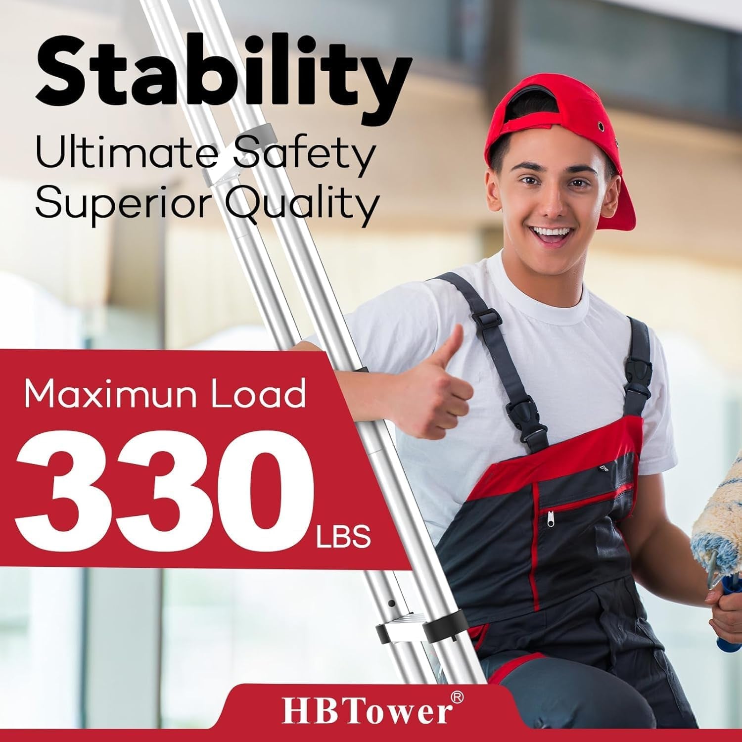 Telescoping Ladder, 12.5 FT Aluminum Extension Ladder,Heavy Duty 330Lbs Max Capacity, Multi-Purpose Collapsible Ladder for RV, Household and Outdoor Working