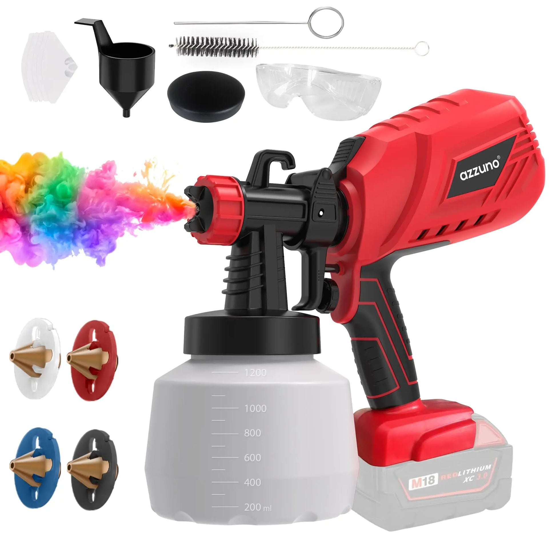 AZZUNO Cordless Paint Sprayer for Milwaukee 18V Battery HVLP Spray Paint Gun Adjustable Spray Width,Not Included Battery