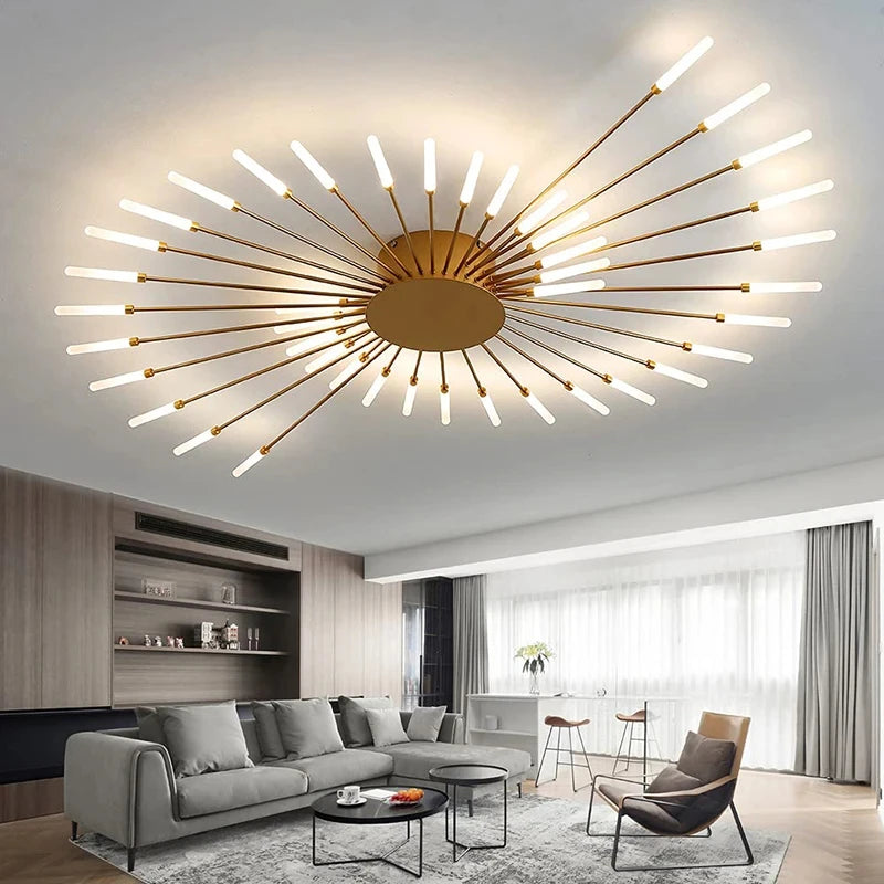 Luxury Nordic LED Ceiling Light – Firework-Inspired Fixture for Bedroom, Dining, and Living Room