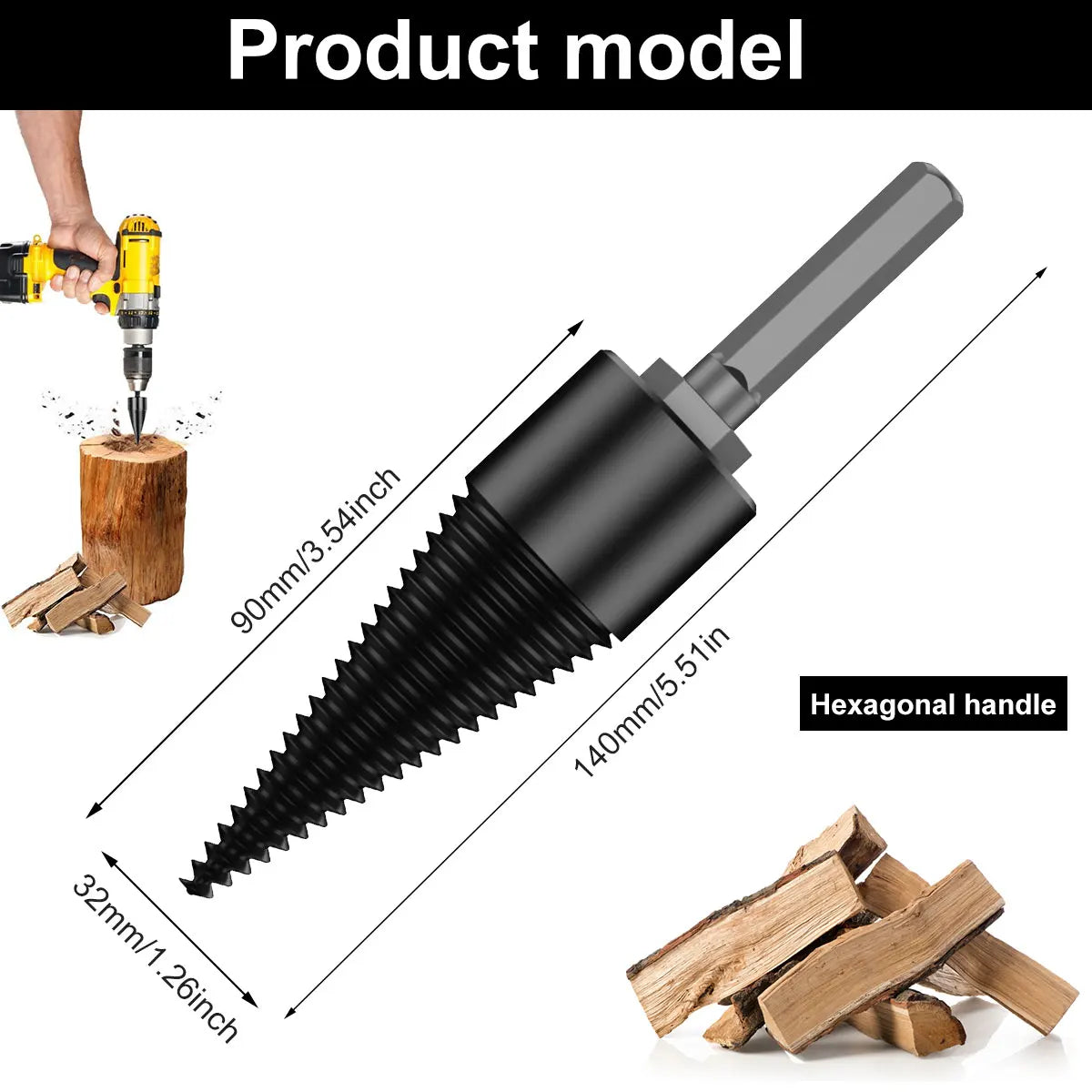 Log Splitter Screw Cones Drill Bit 