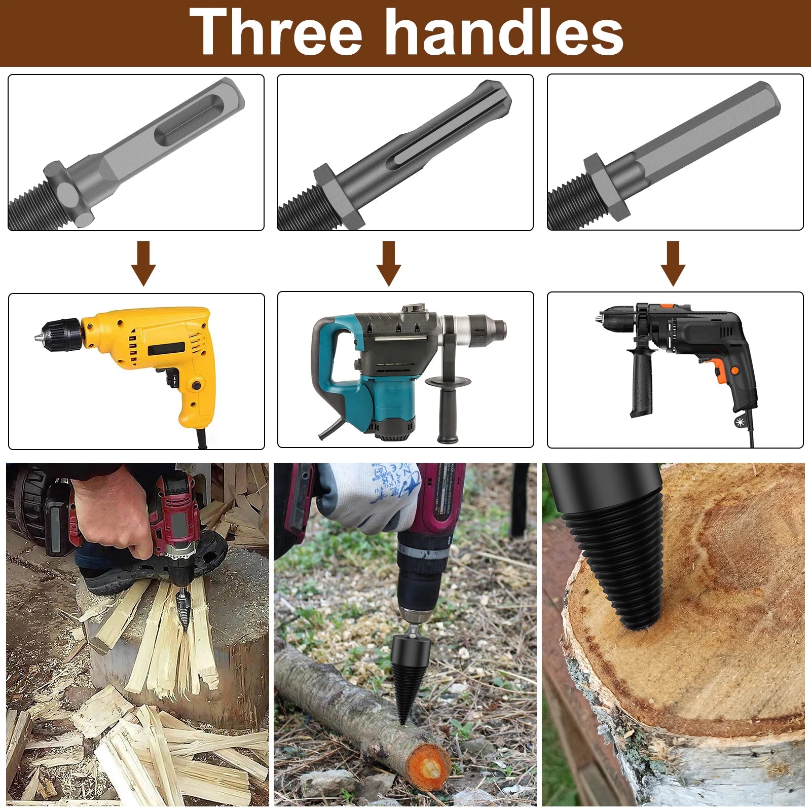 Log Splitter Screw Cones Drill Bit 