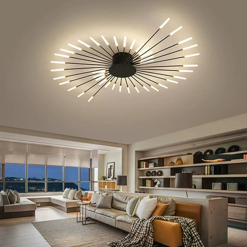 Luxury Nordic LED Ceiling Light – Firework-Inspired Fixture for Bedroom, Dining, and Living Room